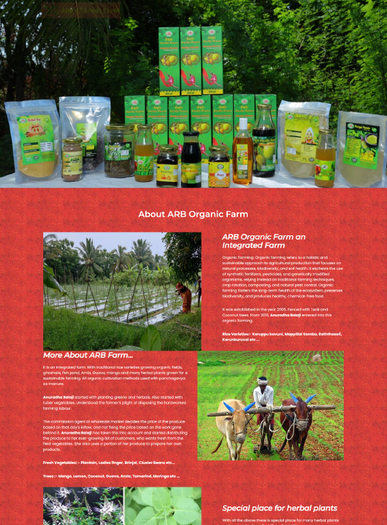 ARB Organic Farm static website design