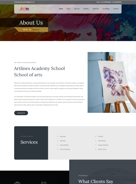 Artlines Academy static website design