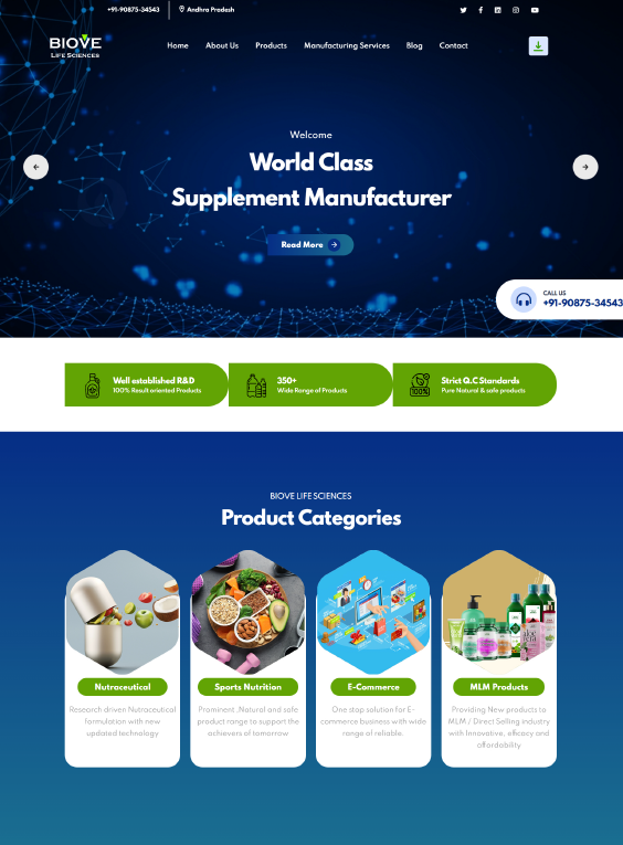 Biovelife ecommerce website design by Tech Park Info Solutions