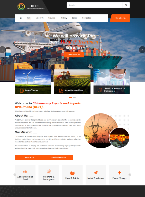 Chinnasamy Exims static website design
