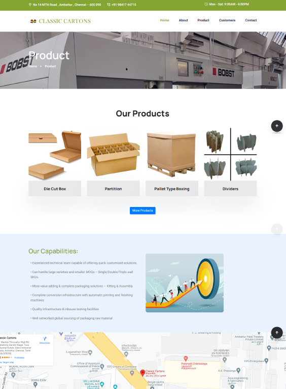 Classic Cartons static website design