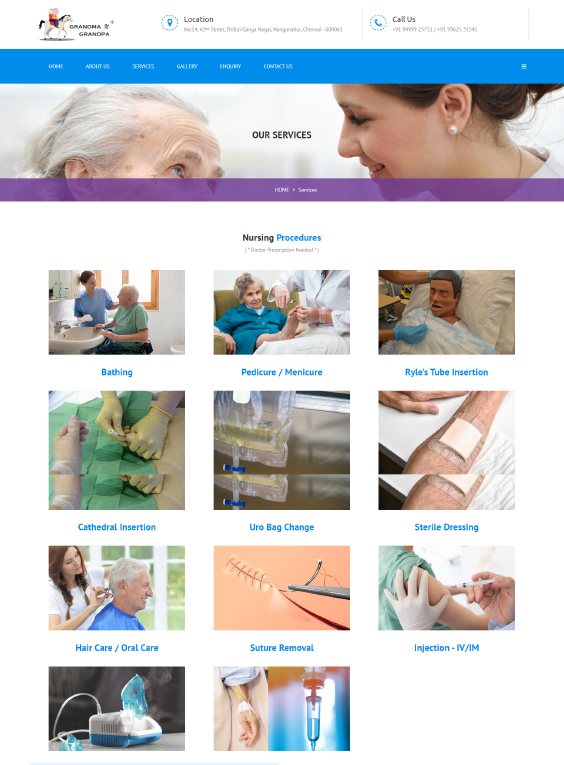 Grandma Grandpa Home Healthcare static website design