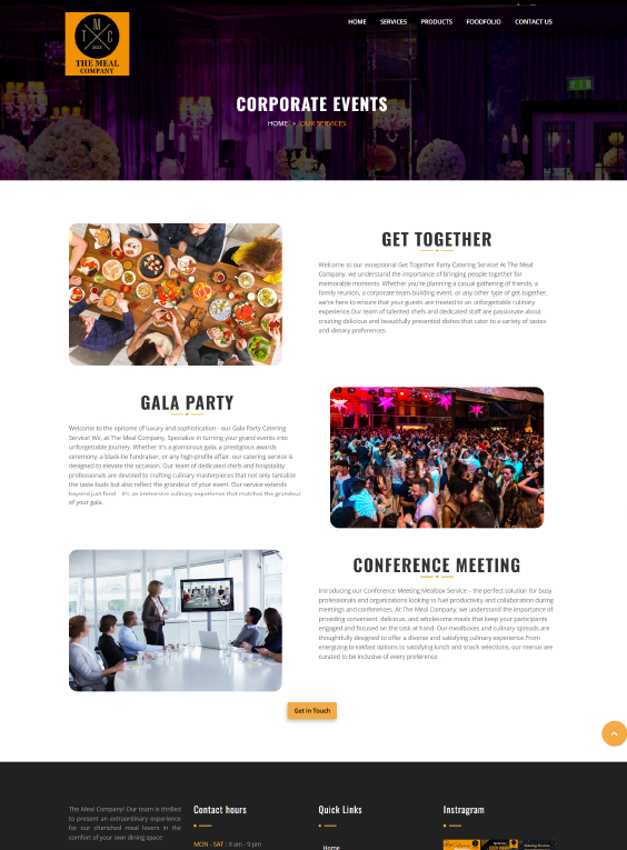 The Meal Company static website design by Tech Park Info Solutions