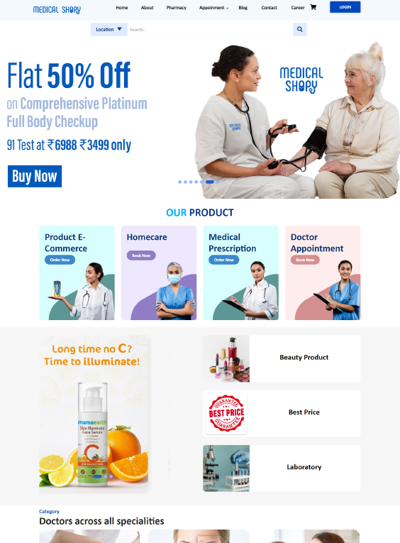 Medical Shopy static website design