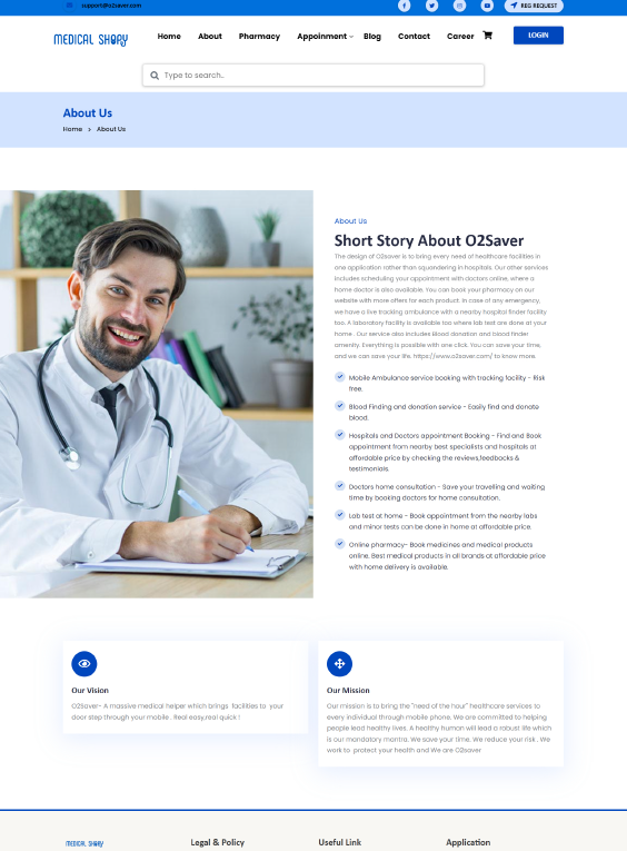 Medical Shopy static website design