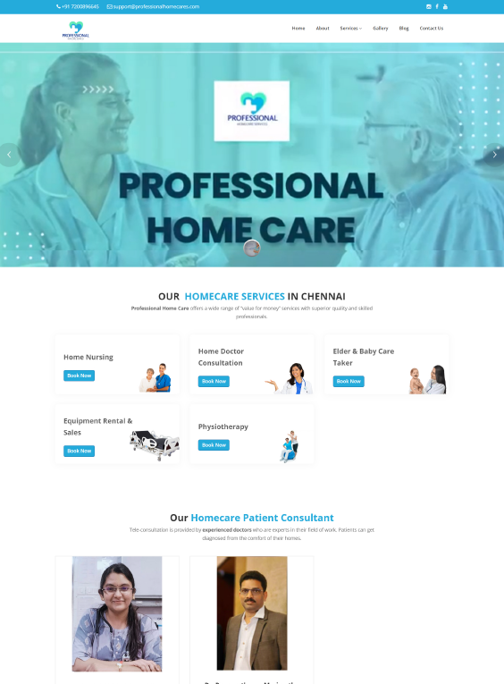 Professional Homecares static website design