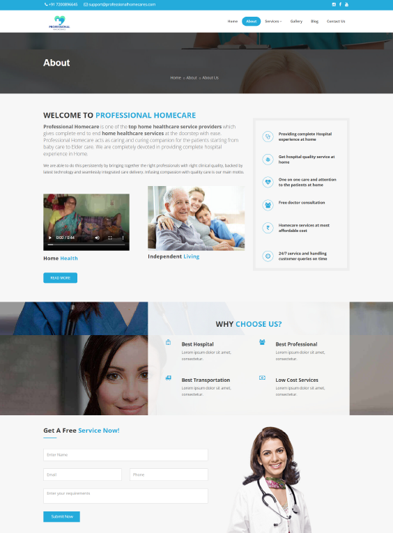 Professional Homecares static website design