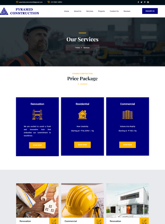 Pyramid Construction static website design