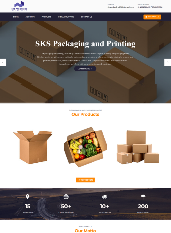 SKS Packaging static website design