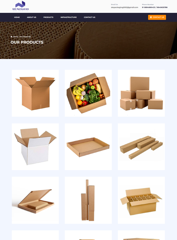SKS Packaging static website design